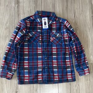 Quiksilver Youth fleece Shirt Jacket  - Blue, Red, and Gray Size L 14-16